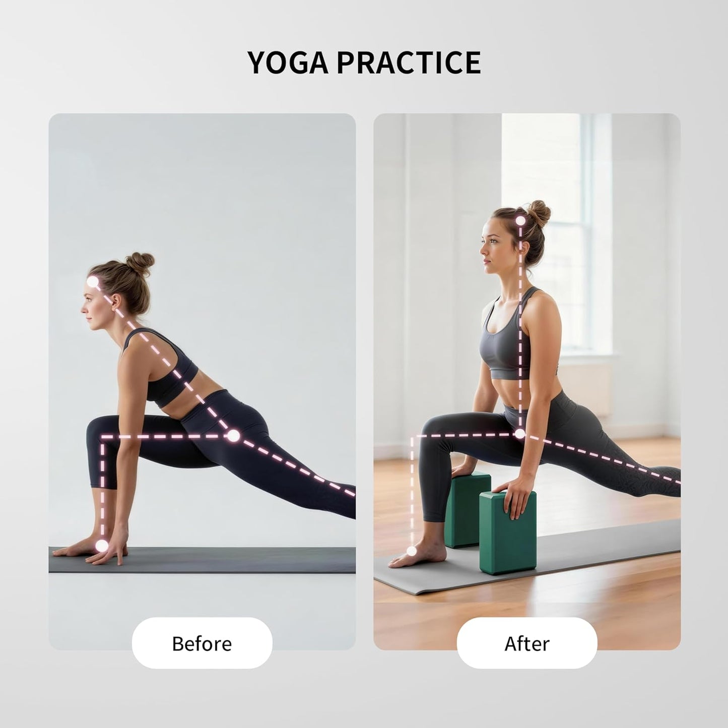 Yoga Blocks, 2 Pack Supportive High Density Premium Eva Foam, Soft Non-Slip Surface with Curved Edges Stretch Blocks For Yoga, Pilates, Stretching