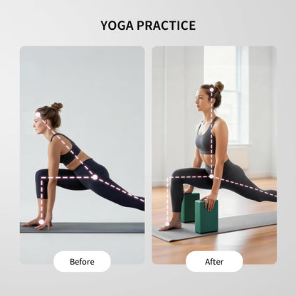 Yoga Blocks, 2 Pack Supportive High Density Premium Eva Foam, Soft Non-Slip Surface with Curved Edges Stretch Blocks For Yoga, Pilates, Stretching