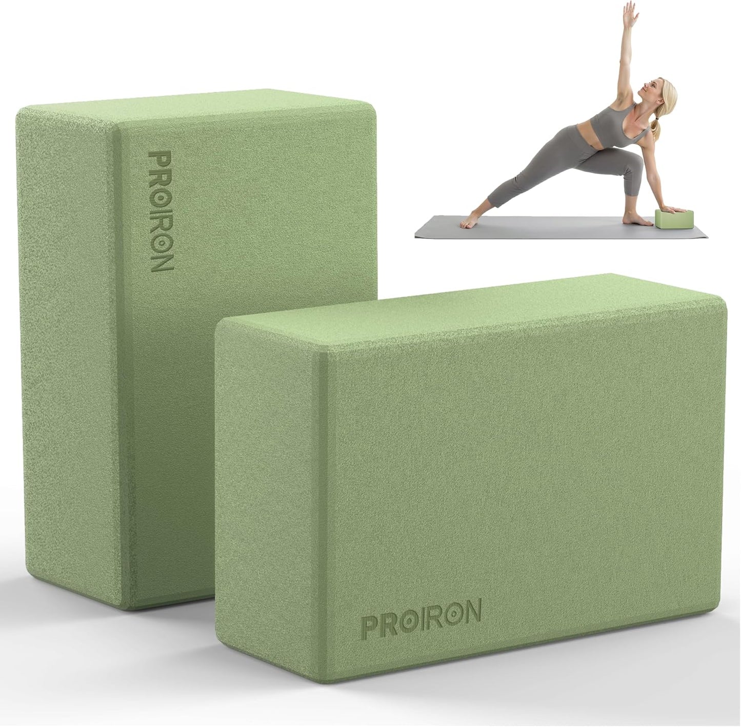 Yoga Blocks, 2 Pack Supportive High Density Premium Eva Foam, Soft Non-Slip Surface with Curved Edges Stretch Blocks For Yoga, Pilates, Stretching