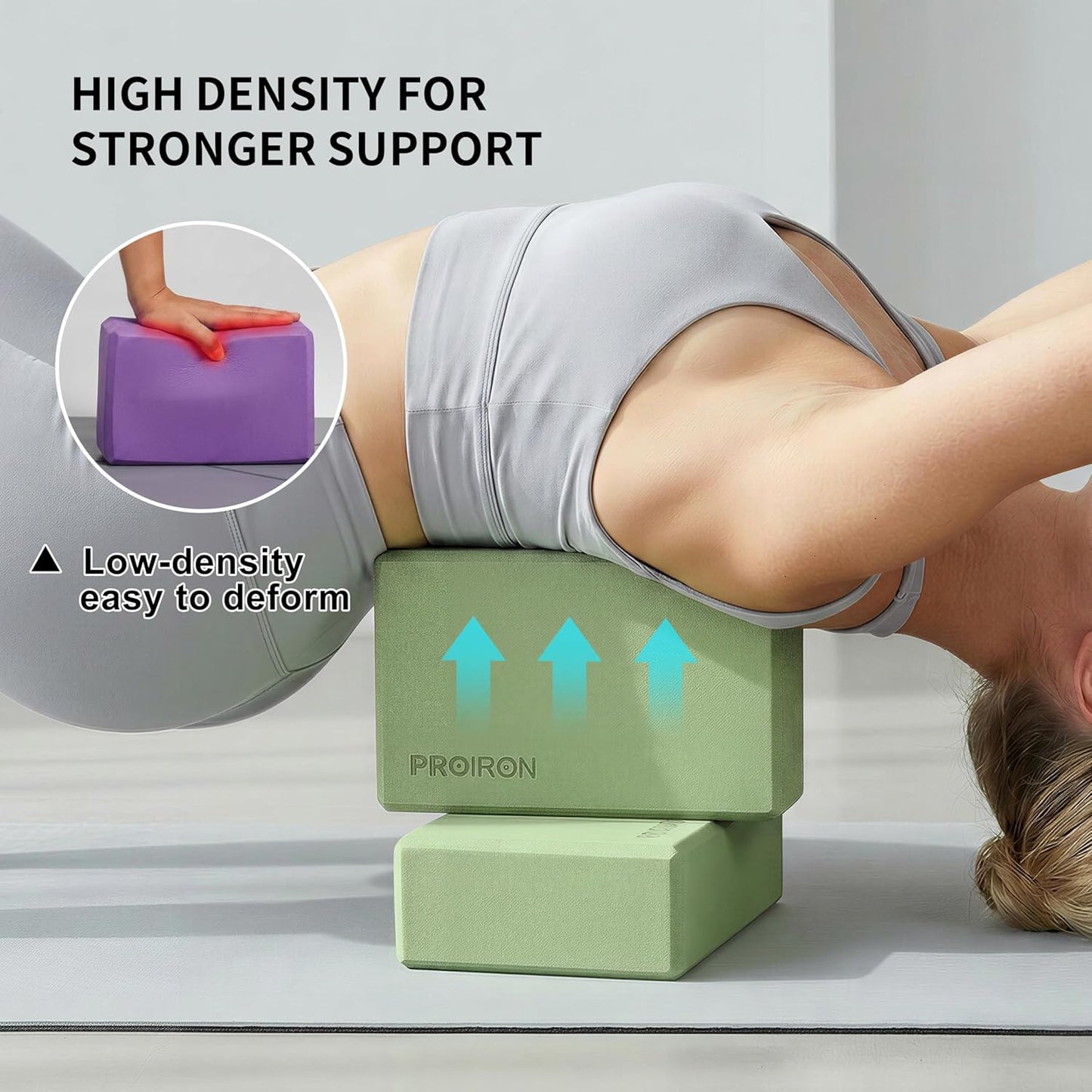 Yoga Blocks, 2 Pack Supportive High Density Premium Eva Foam, Soft Non-Slip Surface with Curved Edges Stretch Blocks For Yoga, Pilates, Stretching