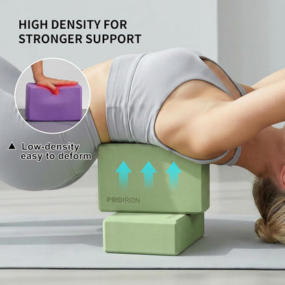 Yoga Blocks, 2 Pack Supportive High Density Premium Eva Foam, Soft Non-Slip Surface with Curved Edges Stretch Blocks For Yoga, Pilates, Stretching