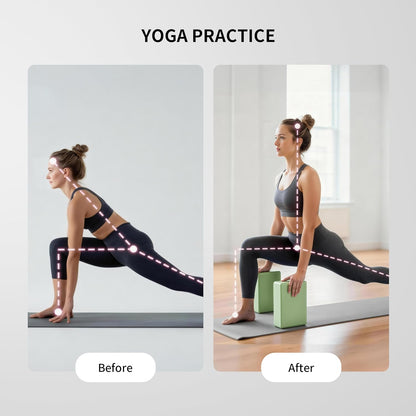 Yoga Blocks, 2 Pack Supportive High Density Premium Eva Foam, Soft Non-Slip Surface with Curved Edges Stretch Blocks For Yoga, Pilates, Stretching