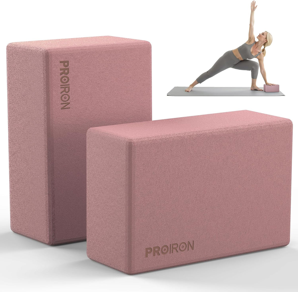 Yoga Blocks, 2 Pack Supportive High Density Premium Eva Foam, Soft Non-Slip Surface with Curved Edges Stretch Blocks For Yoga, Pilates, Stretching