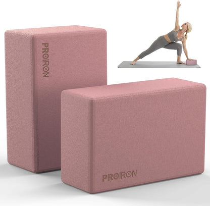Yoga Blocks, 2 Pack Supportive High Density Premium Eva Foam, Soft Non-Slip Surface with Curved Edges Stretch Blocks For Yoga, Pilates, Stretching