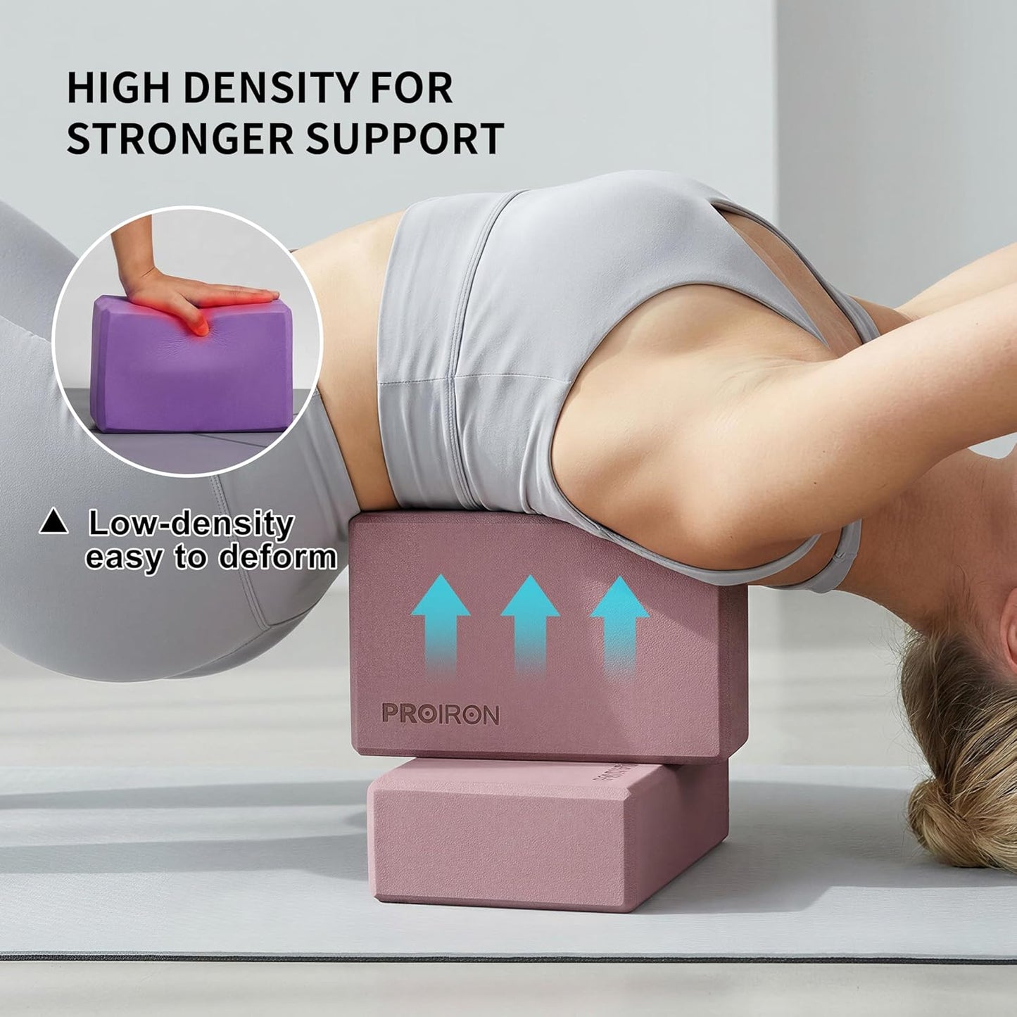 Yoga Blocks, 2 Pack Supportive High Density Premium Eva Foam, Soft Non-Slip Surface with Curved Edges Stretch Blocks For Yoga, Pilates, Stretching