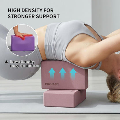 Yoga Blocks, 2 Pack Supportive High Density Premium Eva Foam, Soft Non-Slip Surface with Curved Edges Stretch Blocks For Yoga, Pilates, Stretching