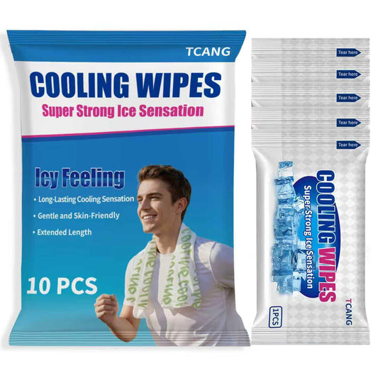 10 Pack Cooling Body Wipes, Alcohol-Free Cooling Towelettes Cooling Towel Alternative for Outdoor Sports, Camping, Hiking, Workout & Hot Weather(Green)