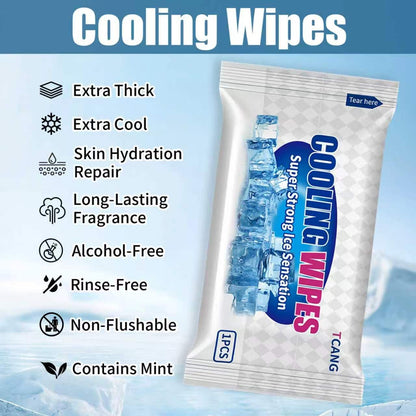 10 Pack Cooling Body Wipes, Alcohol-Free Cooling Towelettes Cooling Towel Alternative for Outdoor Sports, Camping, Hiking, Workout & Hot Weather(Green)