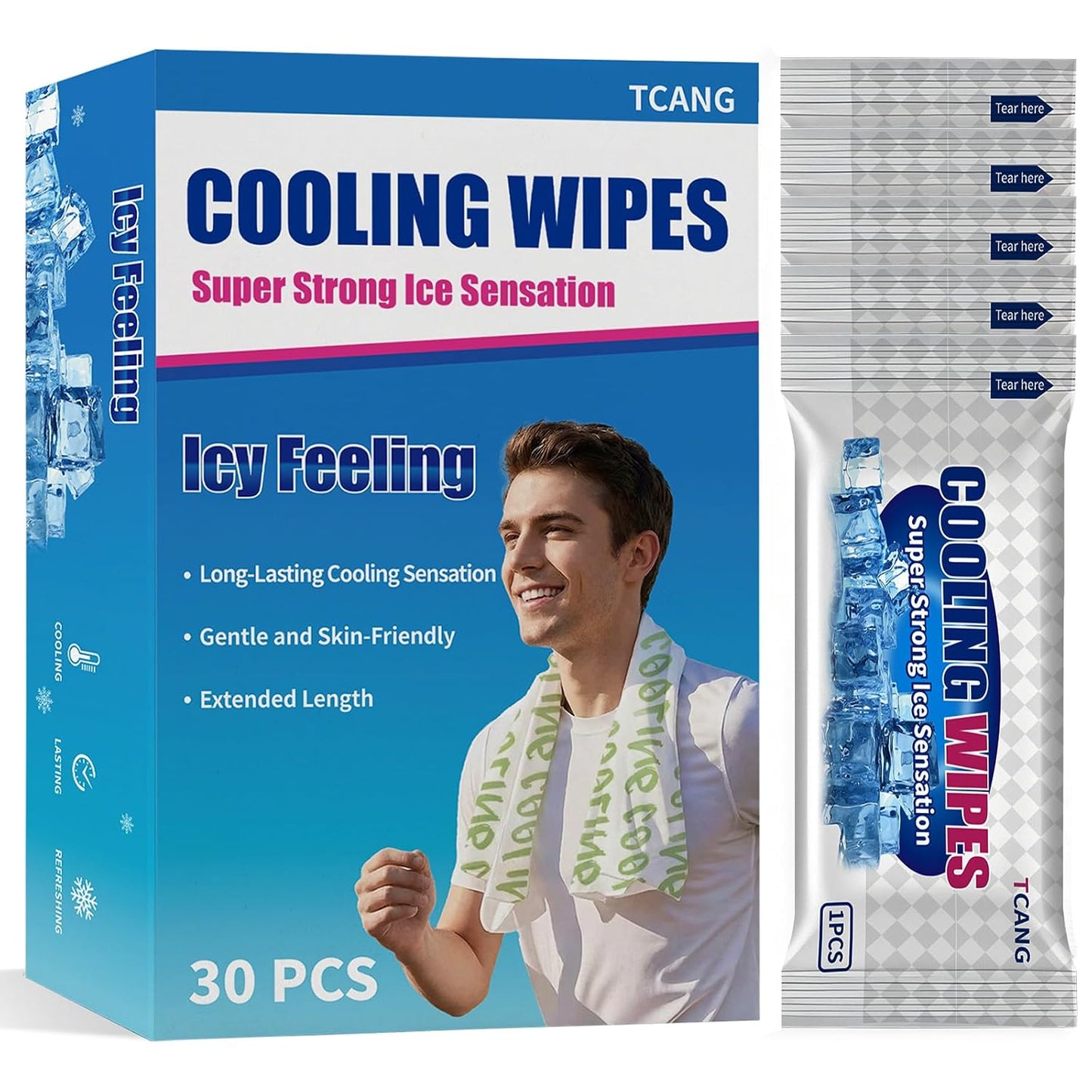 10 Pack Cooling Body Wipes, Alcohol-Free Cooling Towelettes Cooling Towel Alternative for Outdoor Sports, Camping, Hiking, Workout & Hot Weather(Green)