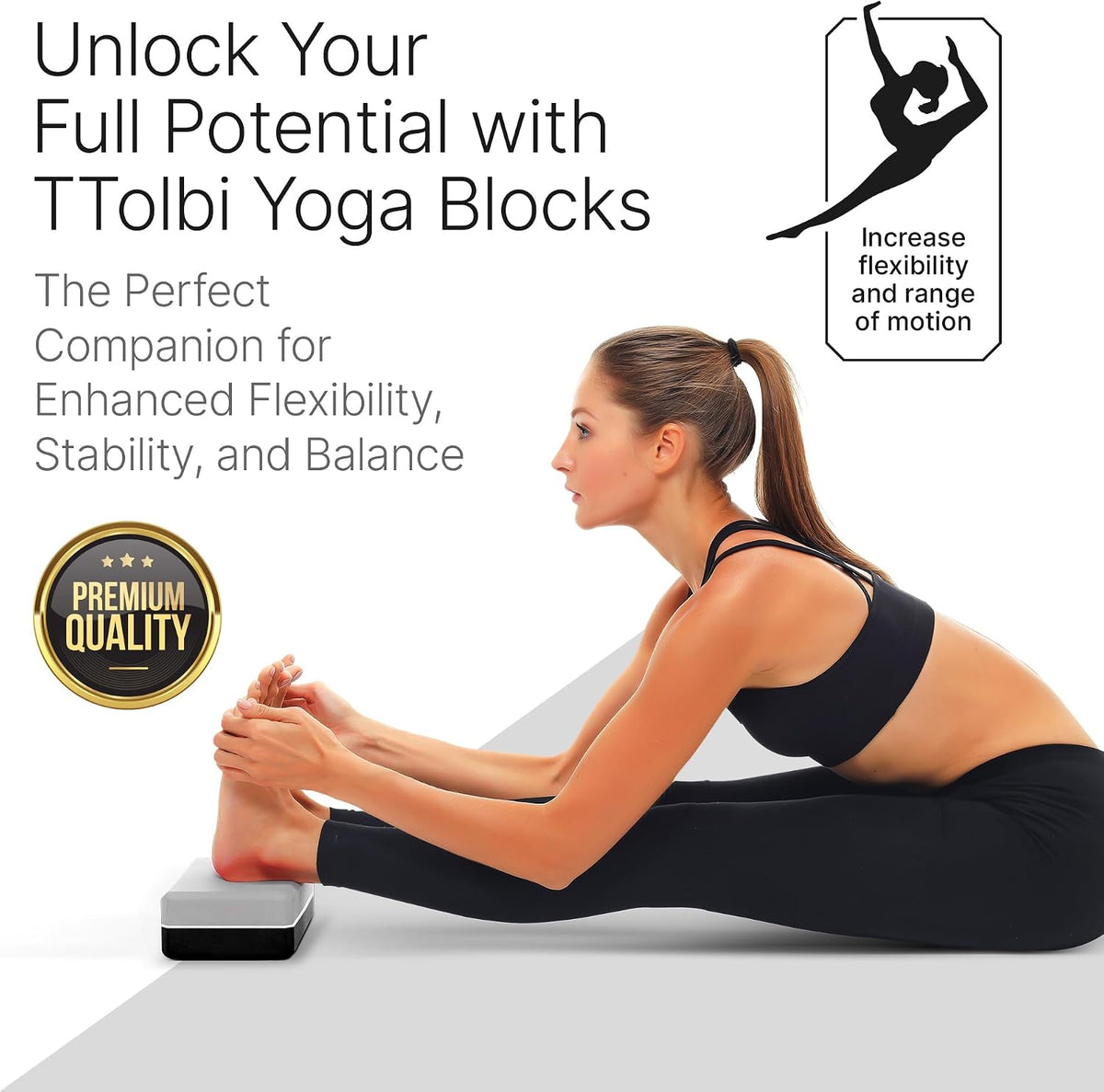 Yoga Blocks 2 Pack with Strap & Guide – Non-Slip EVA Foam Pilates Blocks for Home Workouts, Dance, Ballet, Gymnastics & Stretching Exercise | Ideal Dancer Gifts