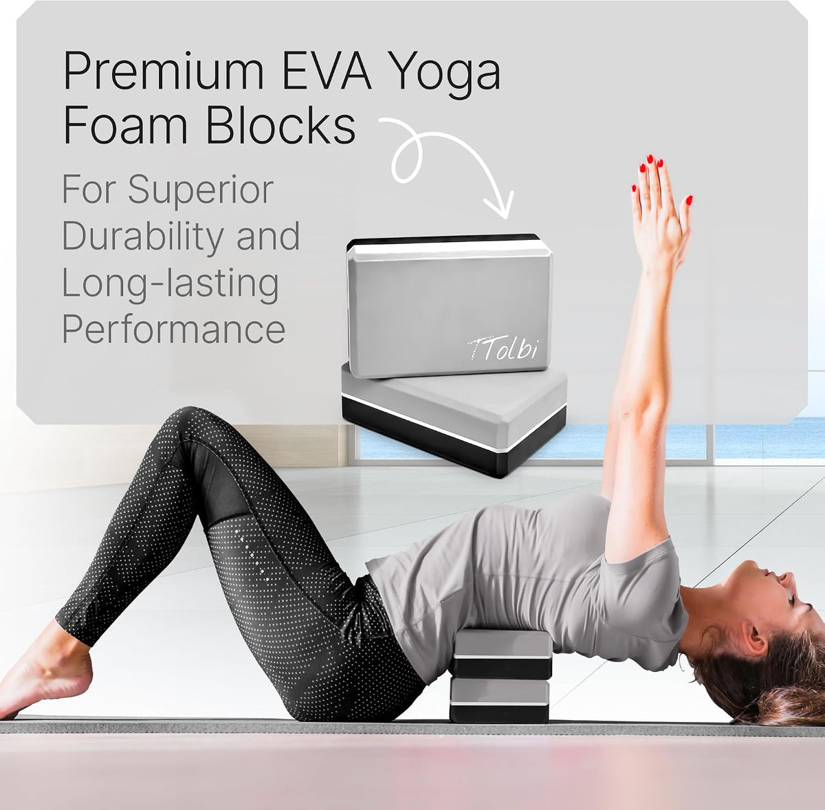 Yoga Blocks 2 Pack with Strap & Guide – Non-Slip EVA Foam Pilates Blocks for Home Workouts, Dance, Ballet, Gymnastics & Stretching Exercise | Ideal Dancer Gifts