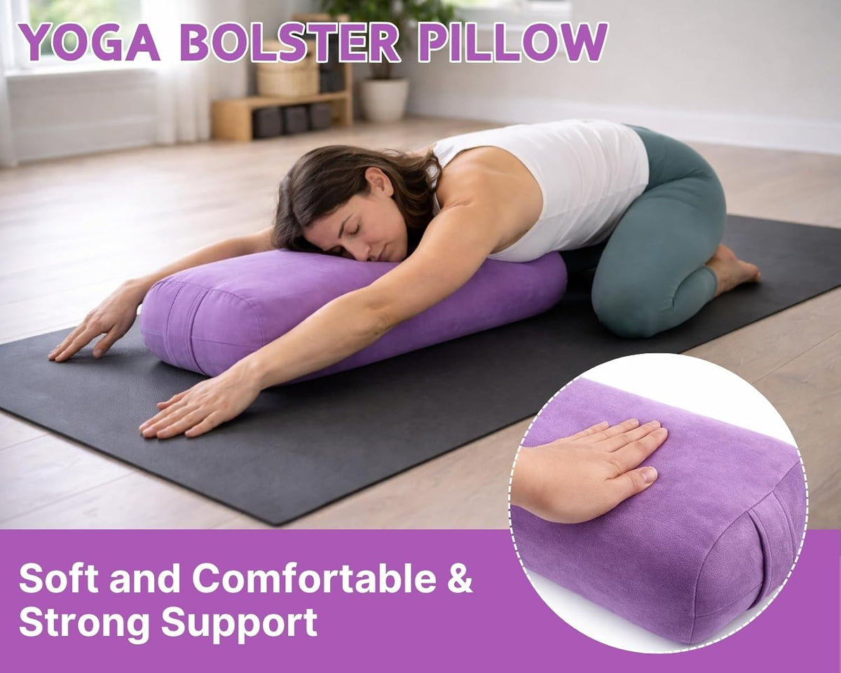 Yoga Bolster Pillow, Rectangle Meditation Cushion for Restorative Yoga Floor Sitting Exercise Pillow with Washable Cover