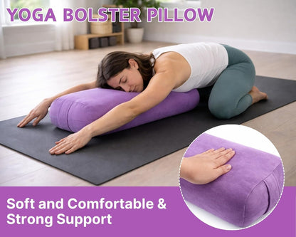 Yoga Bolster Pillow, Rectangle Meditation Cushion for Restorative Yoga Floor Sitting Exercise Pillow with Washable Cover