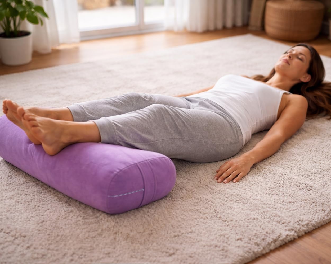 Yoga Bolster Pillow, Rectangle Meditation Cushion for Restorative Yoga Floor Sitting Exercise Pillow with Washable Cover