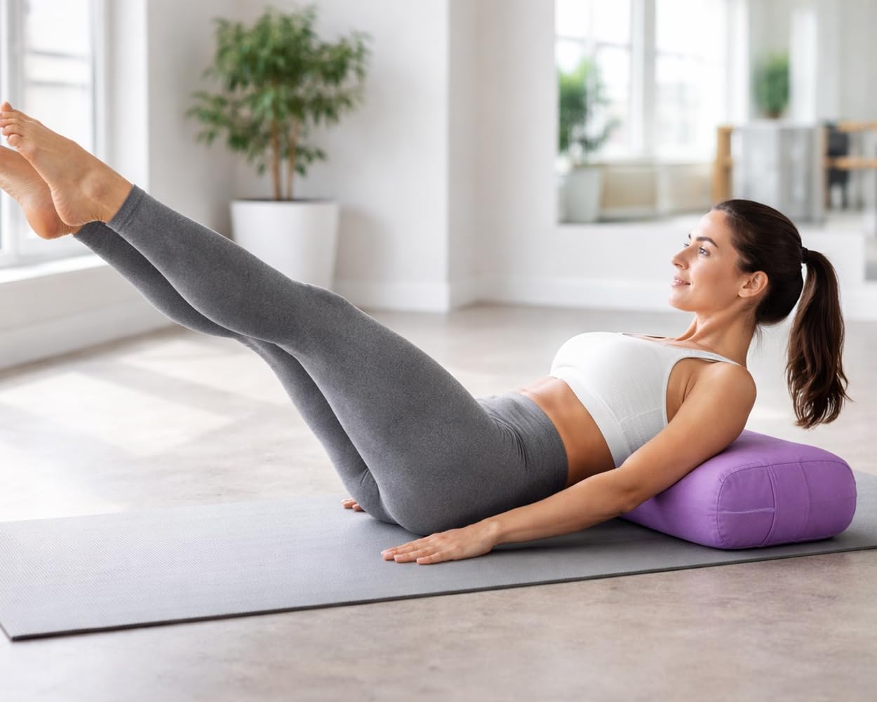 Yoga Bolster Pillow, Rectangle Meditation Cushion for Restorative Yoga Floor Sitting Exercise Pillow with Washable Cover