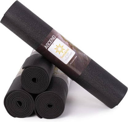Ascend 6mm Thick Yoga Mat, 4 Pack, 72x24in | Premium Non Slip Exercise Mat for Pilates, Workout, Stretching, Fitness, Training - Gym Mat for Home and Studio