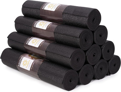 Ascend 6mm Thick Yoga Mat, 4 Pack, 72x24in | Premium Non Slip Exercise Mat for Pilates, Workout, Stretching, Fitness, Training - Gym Mat for Home and Studio