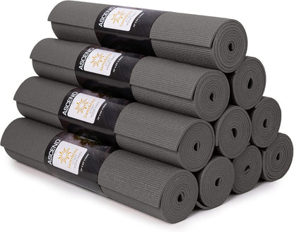 Ascend 6mm Thick Yoga Mat, 4 Pack, 72x24in | Premium Non Slip Exercise Mat for Pilates, Workout, Stretching, Fitness, Training - Gym Mat for Home and Studio