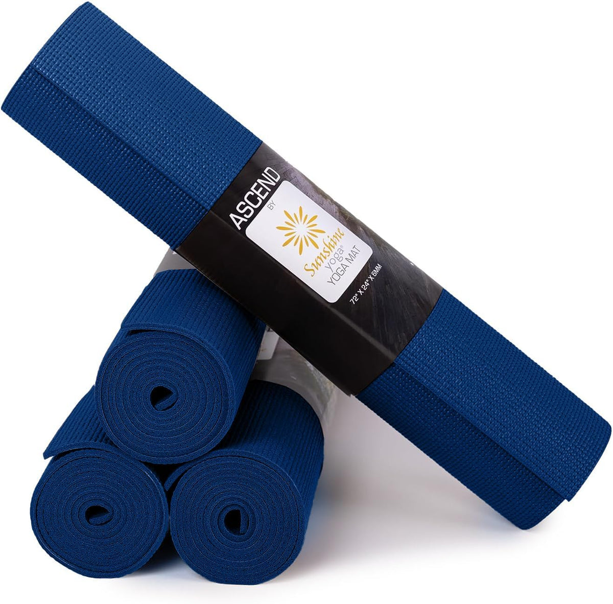 Ascend 6mm Thick Yoga Mat, 4 Pack, 72x24in | Premium Non Slip Exercise Mat for Pilates, Workout, Stretching, Fitness, Training - Gym Mat for Home and Studio