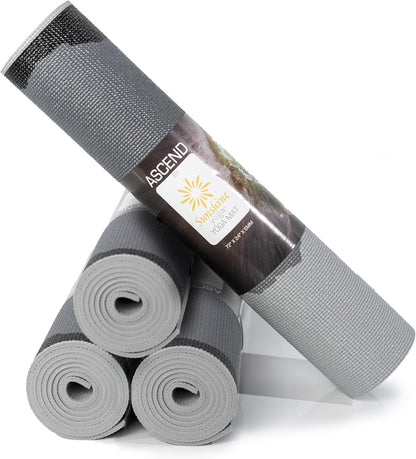 Ascend 6mm Thick Yoga Mat, 4 Pack, 72x24in | Premium Non Slip Exercise Mat for Pilates, Workout, Stretching, Fitness, Training - Gym Mat for Home and Studio