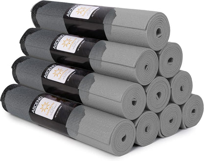 Ascend 6mm Thick Yoga Mat, 4 Pack, 72x24in | Premium Non Slip Exercise Mat for Pilates, Workout, Stretching, Fitness, Training - Gym Mat for Home and Studio