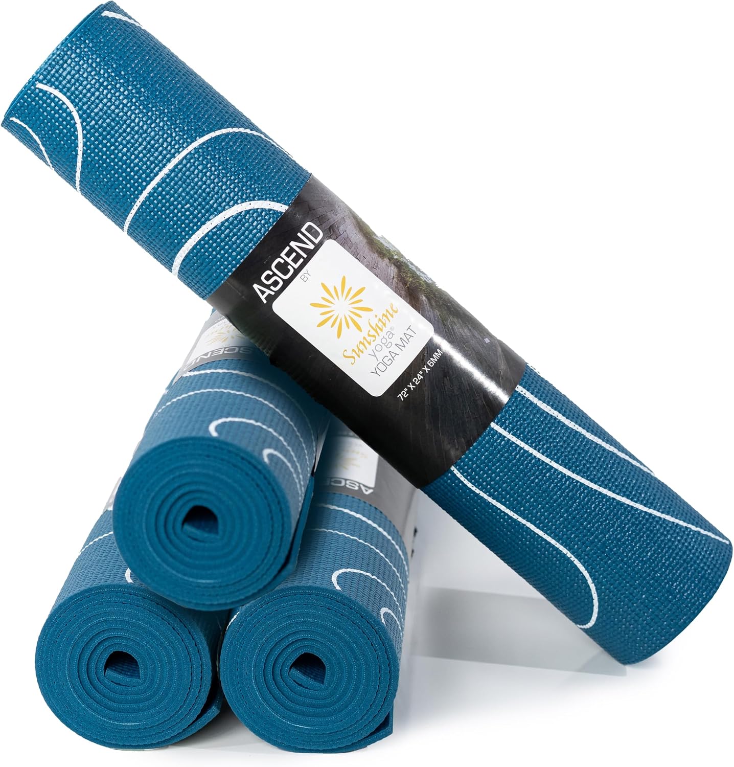 Ascend 6mm Thick Yoga Mat, 4 Pack, 72x24in | Premium Non Slip Exercise Mat for Pilates, Workout, Stretching, Fitness, Training - Gym Mat for Home and Studio