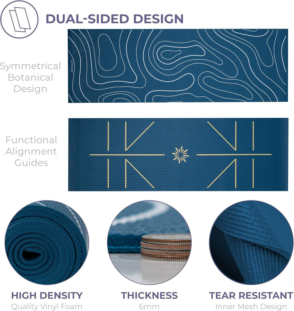 Ascend 6mm Thick Yoga Mat, 4 Pack, 72x24in | Premium Non Slip Exercise Mat for Pilates, Workout, Stretching, Fitness, Training - Gym Mat for Home and Studio