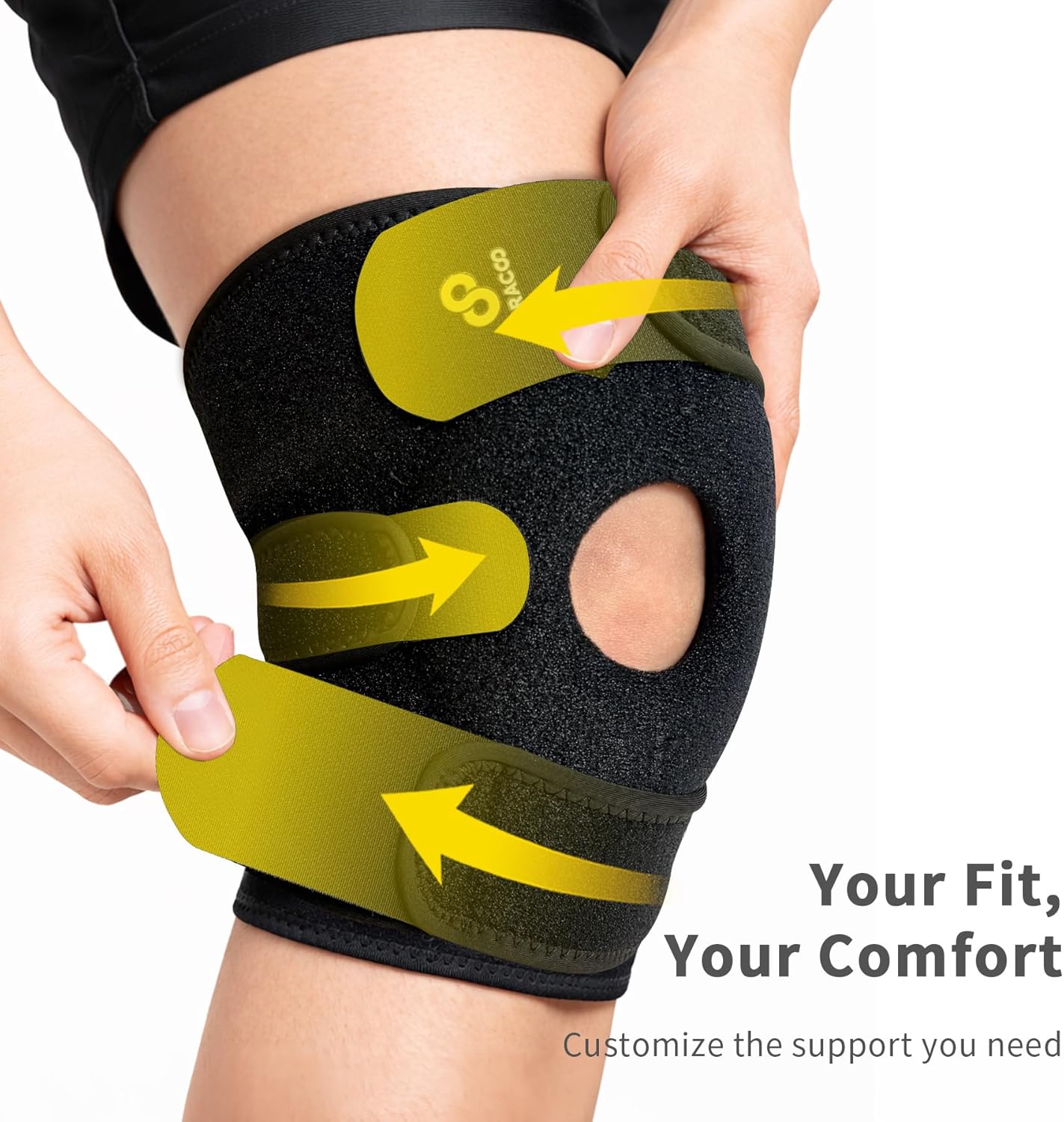 Knee Support Brace for Men Women, Adjustable Compression Sleeve Wrap Patellar Pad Tendon - Arthritis Pain, meniscus tear, Injury Recovery, Running, Workout, KS10