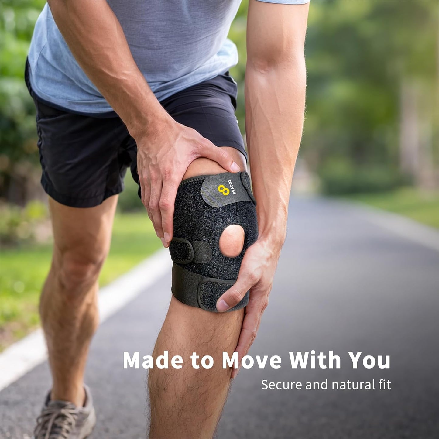 Knee Support Brace for Men Women, Adjustable Compression Sleeve Wrap Patellar Pad Tendon - Arthritis Pain, meniscus tear, Injury Recovery, Running, Workout, KS10