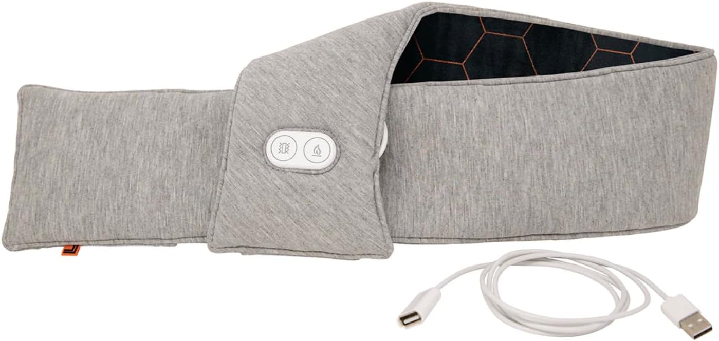Neck Wrap by Sharper Image Copper & Charcoal Infused Personal Electric Neck Heating Pad with Vibrations, 3 Heat & 3 Vibration Settings- 9 Relaxing Combinations