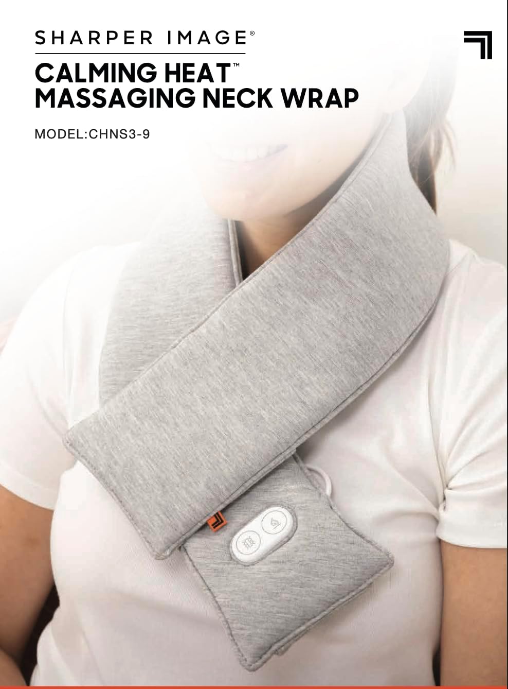 Neck Wrap by Sharper Image Copper & Charcoal Infused Personal Electric Neck Heating Pad with Vibrations, 3 Heat & 3 Vibration Settings- 9 Relaxing Combinations