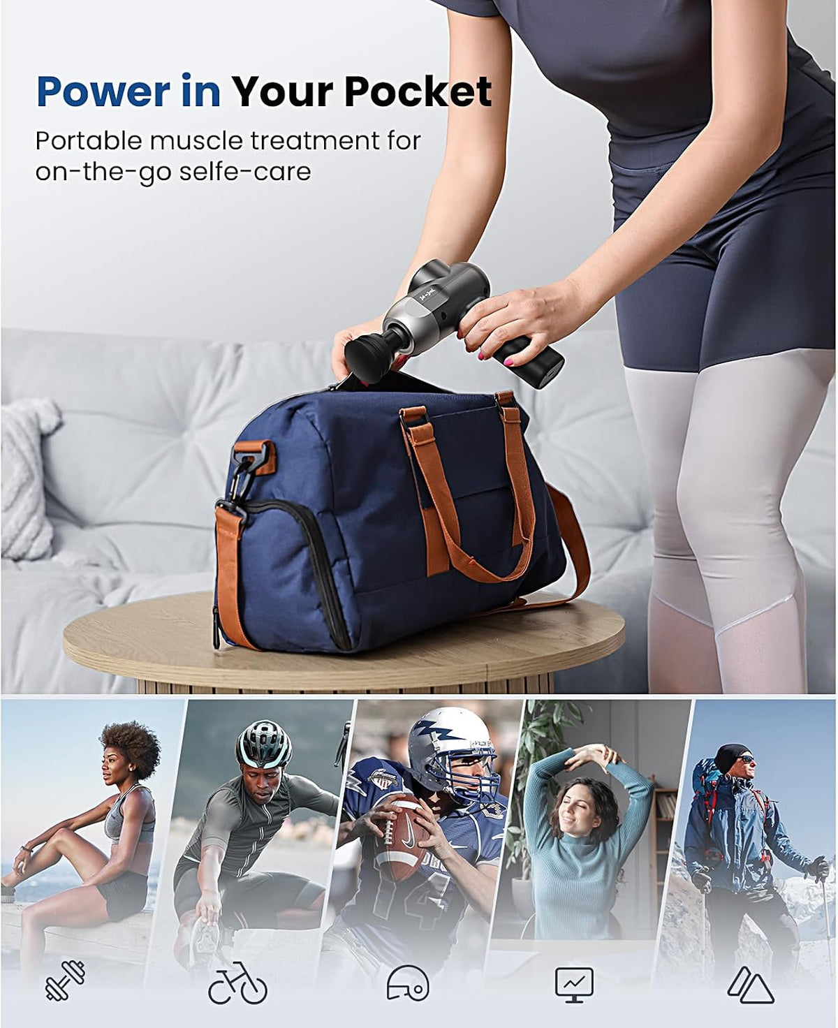 C2 Massage Gun, FSA Eligible & HSA Approved Deep Tissue Percussion Massager Gun, Muscle Massager with 5 Speeds and 5 Heads, Electric Back Massagers for Professional Athletes Home Gym