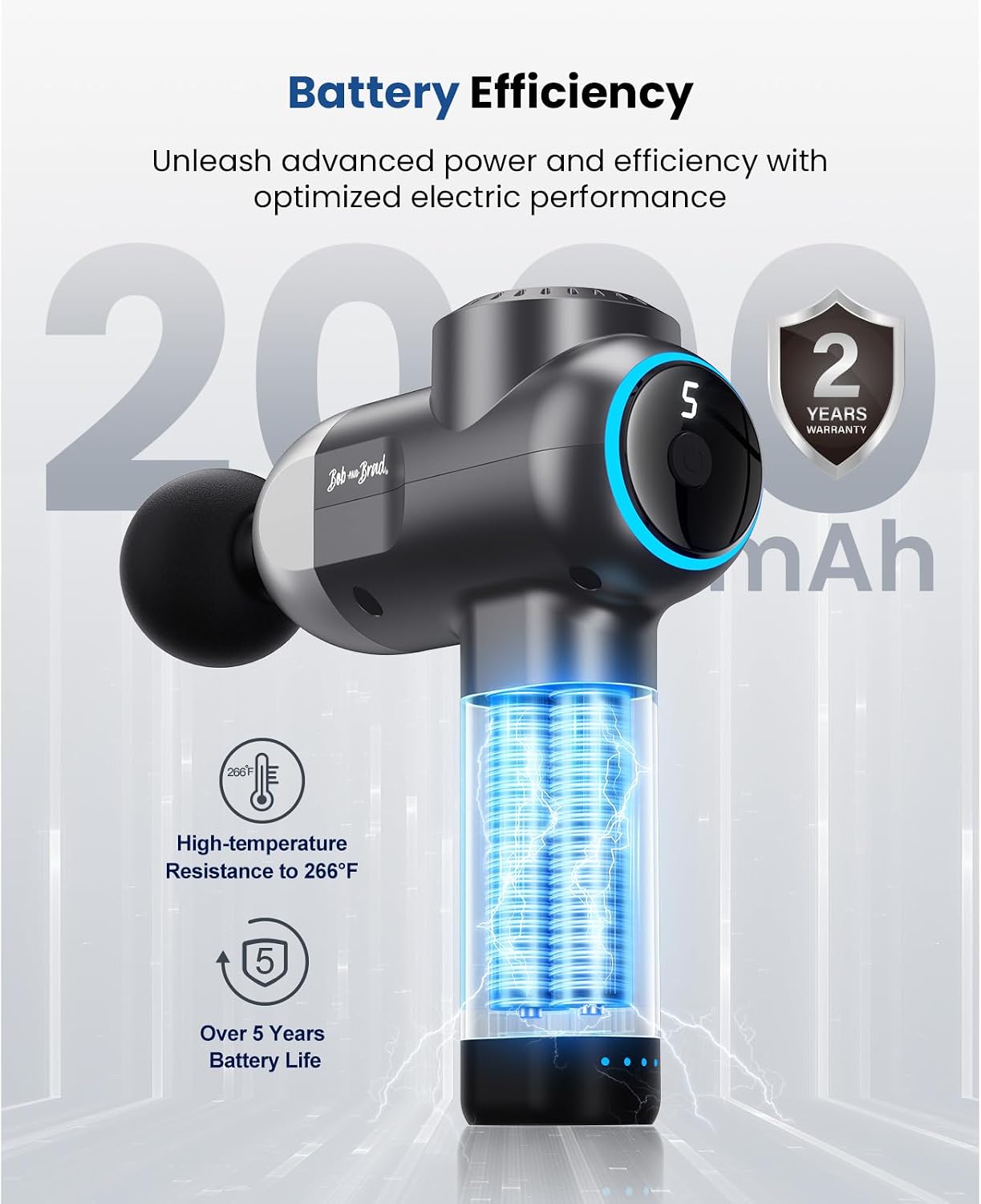 C2 Massage Gun, FSA Eligible & HSA Approved Deep Tissue Percussion Massager Gun, Muscle Massager with 5 Speeds and 5 Heads, Electric Back Massagers for Professional Athletes Home Gym