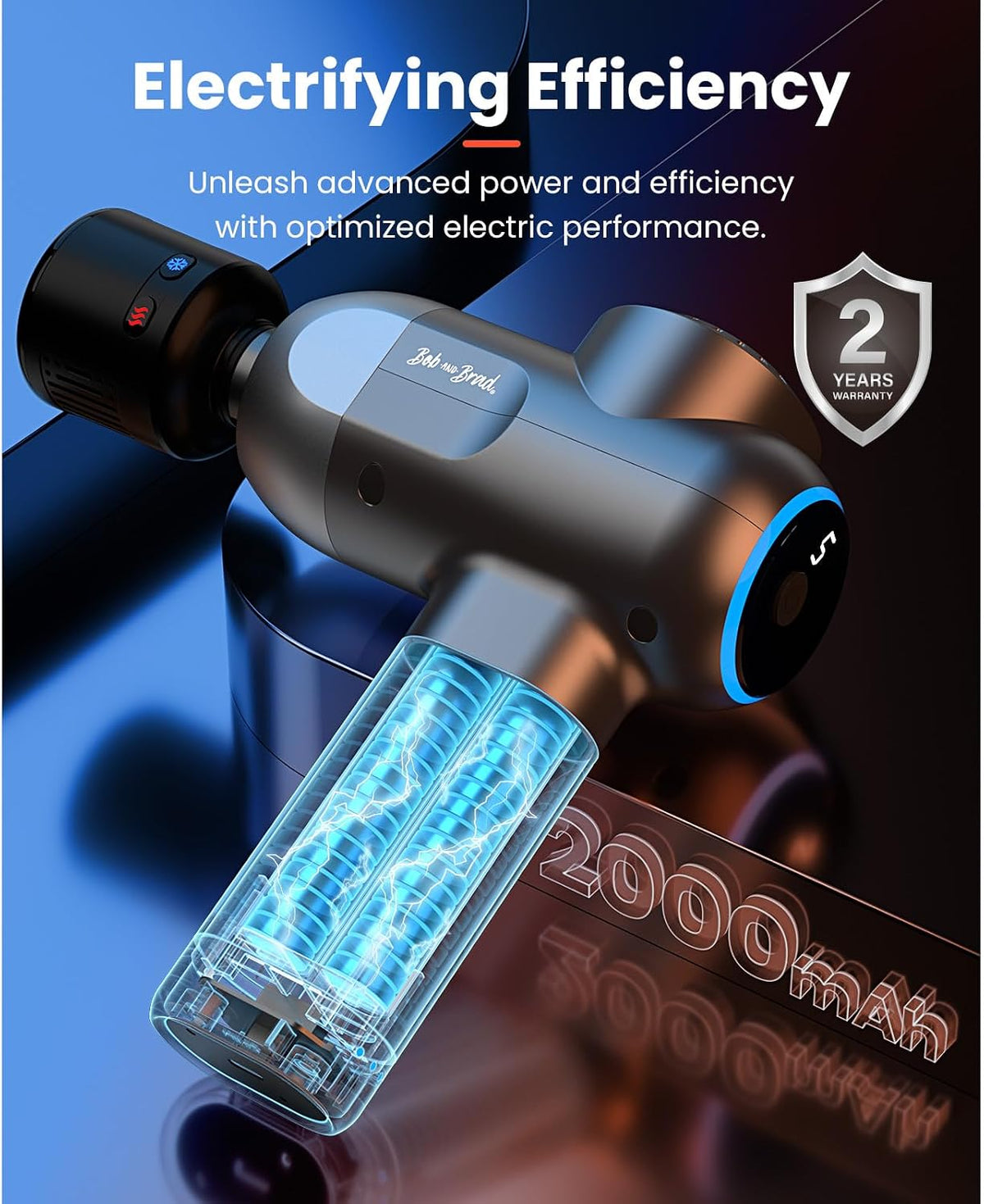 C2 Massage Gun, FSA Eligible & HSA Approved Deep Tissue Percussion Massager Gun, Muscle Massager with 5 Speeds and 5 Heads, Electric Back Massagers for Professional Athletes Home Gym
