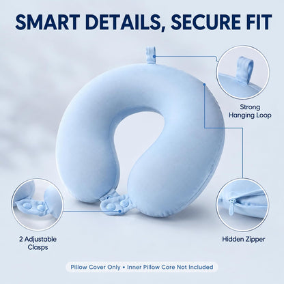 Cool Ice Silk Neck Pillow Cover, Double Snap, Fits U-Shaped Travel Pillows