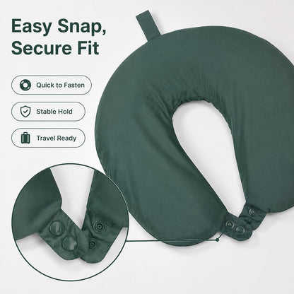 Cool Ice Silk Neck Pillow Cover, Double Snap, Fits U-Shaped Travel Pillows