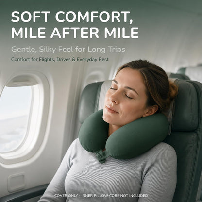 Cool Ice Silk Neck Pillow Cover, Double Snap, Fits U-Shaped Travel Pillows