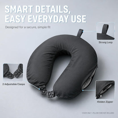 Cool Ice Silk Neck Pillow Cover, Double Snap, Fits U-Shaped Travel Pillows