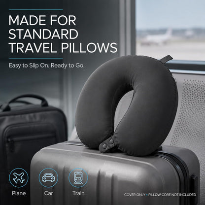 Cool Ice Silk Neck Pillow Cover, Double Snap, Fits U-Shaped Travel Pillows
