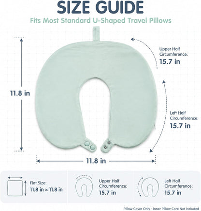 Cool Ice Silk Neck Pillow Cover, Double Snap, Fits U-Shaped Travel Pillows