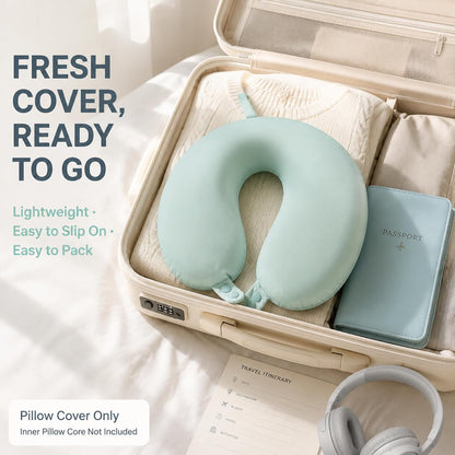 Cool Ice Silk Neck Pillow Cover, Double Snap, Fits U-Shaped Travel Pillows
