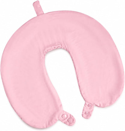 Cool Ice Silk Neck Pillow Cover, Double Snap, Fits U-Shaped Travel Pillows