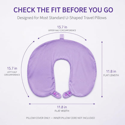 Cool Ice Silk Neck Pillow Cover, Double Snap, Fits U-Shaped Travel Pillows