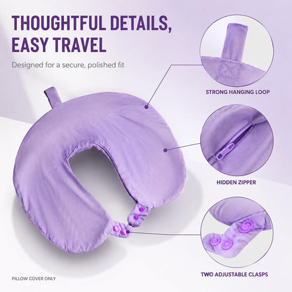 Cool Ice Silk Neck Pillow Cover, Double Snap, Fits U-Shaped Travel Pillows
