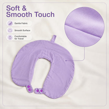 Cool Ice Silk Neck Pillow Cover, Double Snap, Fits U-Shaped Travel Pillows