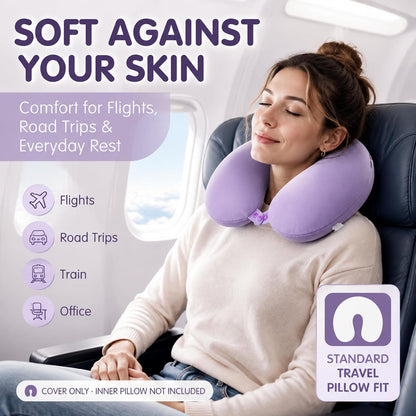Cool Ice Silk Neck Pillow Cover, Double Snap, Fits U-Shaped Travel Pillows