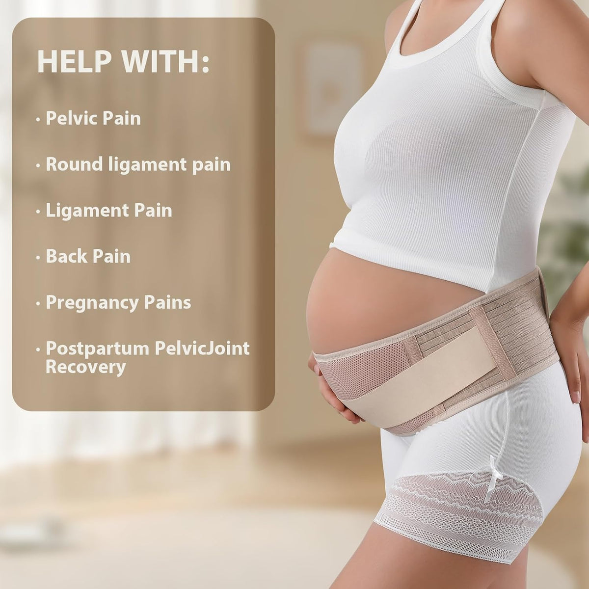 Maternity Belly Band, Pregnancy Support Belt with Extra Adjustable Wrap | Double Support, Soft, Breathable, Comfortable Belly Bands, for Pregnant Women and Pain Relief for Back, Pelvis