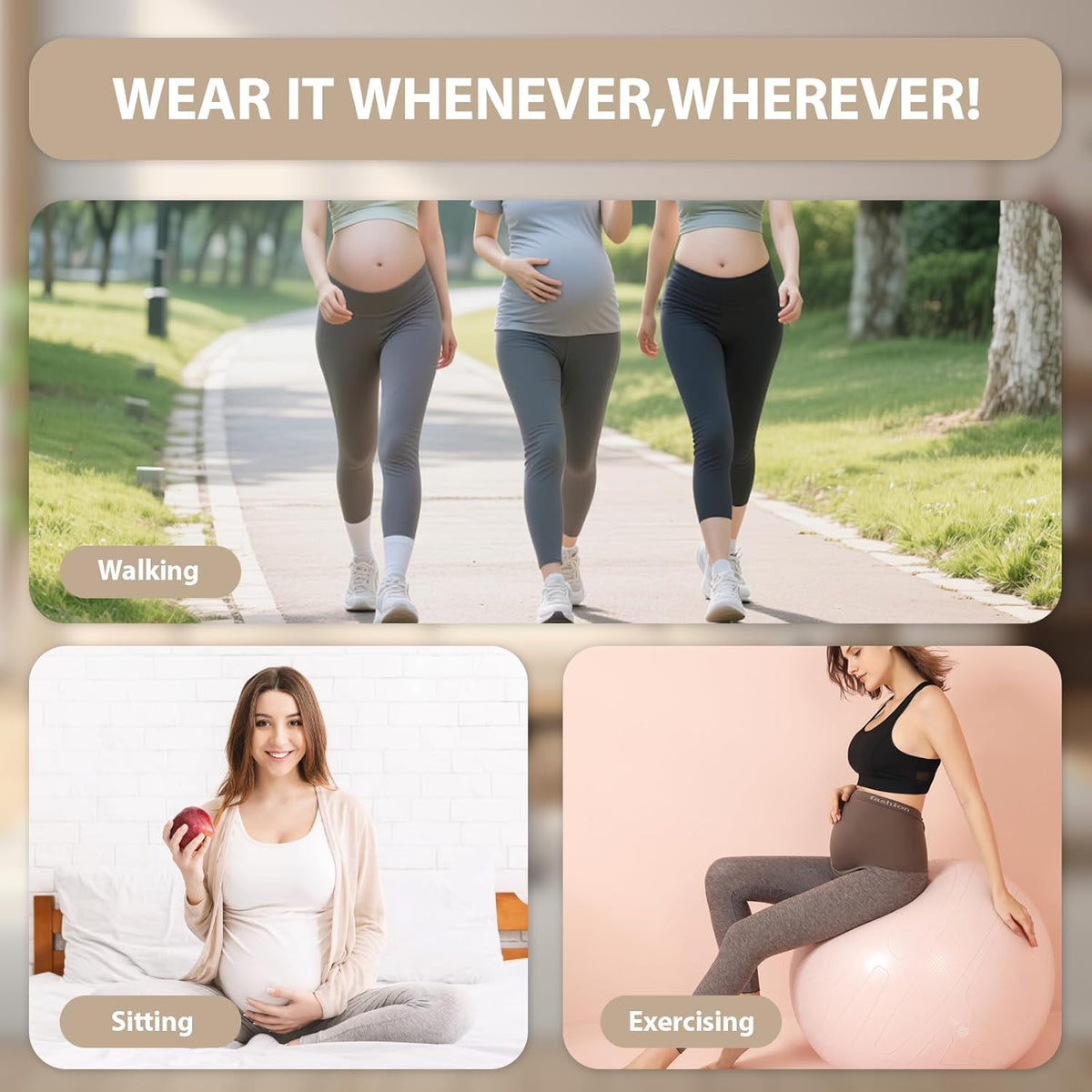 Maternity Belly Band, Pregnancy Support Belt with Extra Adjustable Wrap | Double Support, Soft, Breathable, Comfortable Belly Bands, for Pregnant Women and Pain Relief for Back, Pelvis