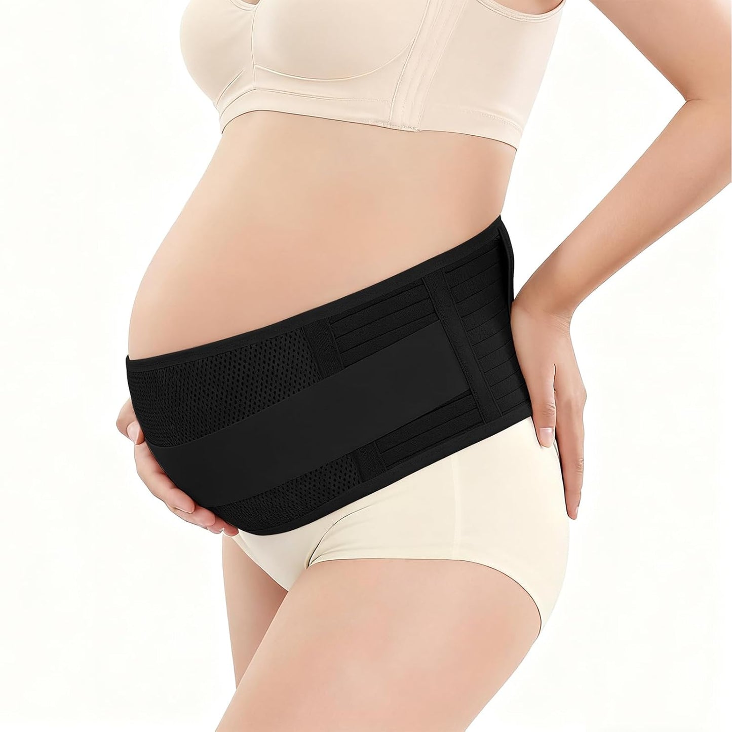 Maternity Belly Band, Pregnancy Support Belt with Extra Adjustable Wrap | Double Support, Soft, Breathable, Comfortable Belly Bands, for Pregnant Women and Pain Relief for Back, Pelvis