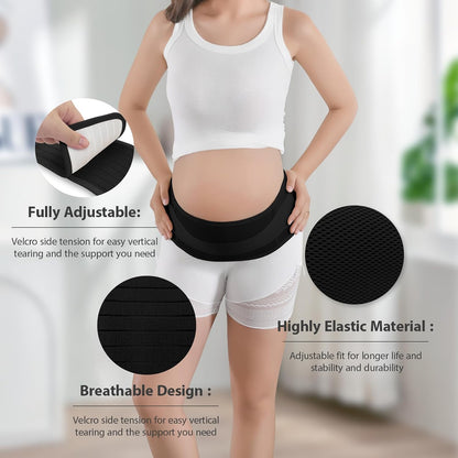 Maternity Belly Band, Pregnancy Support Belt with Extra Adjustable Wrap | Double Support, Soft, Breathable, Comfortable Belly Bands, for Pregnant Women and Pain Relief for Back, Pelvis
